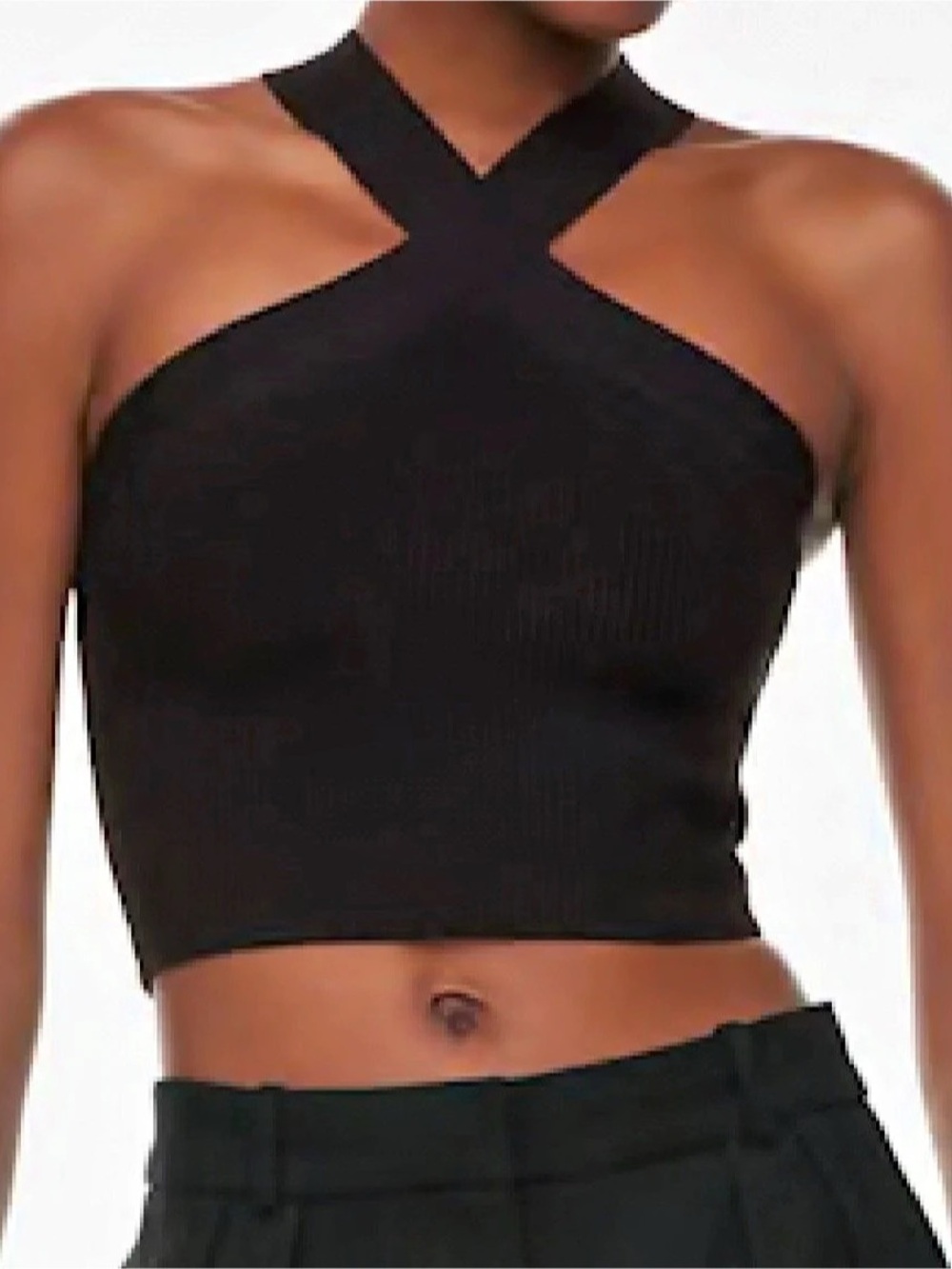 Babaton Sculpt Knit Criss Cross Black Tank Aritzia Ribbed Halter Size S